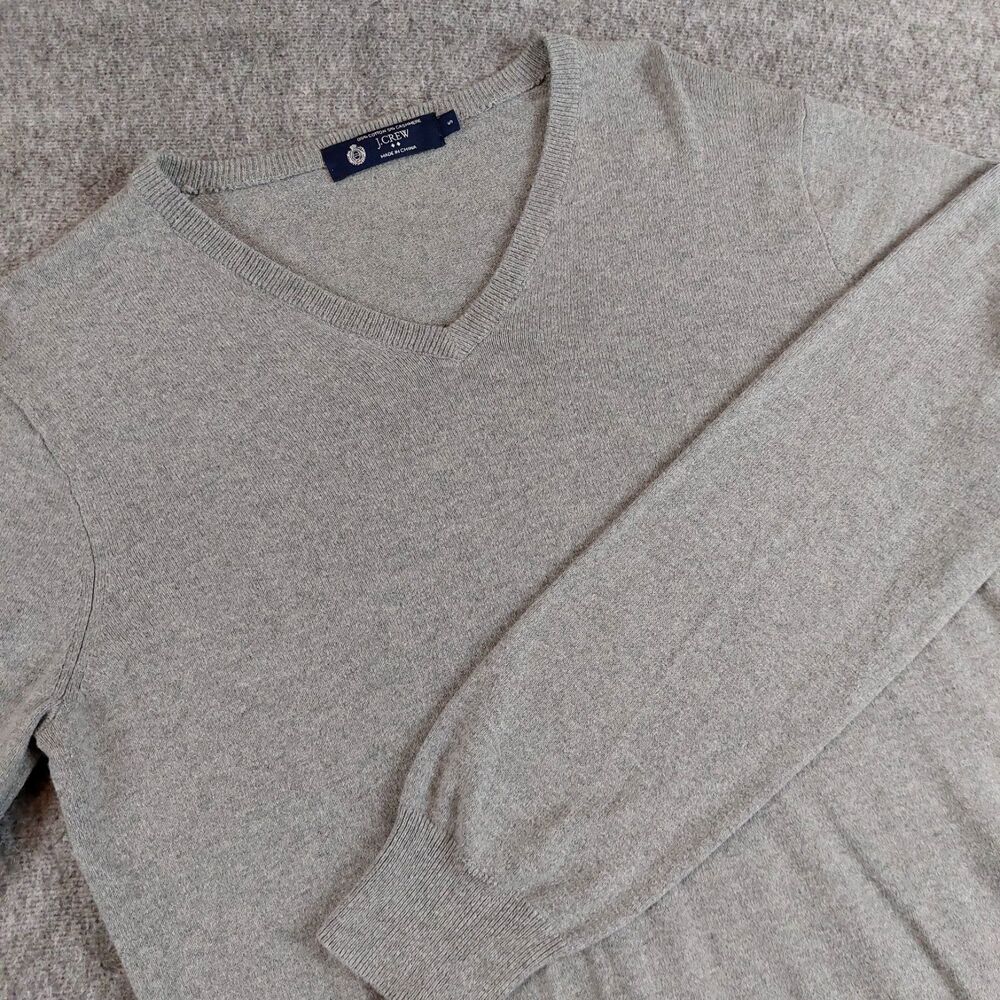 J Crew V Neck Cashmere Blend Pullover Sweater Men's Small Navy Gray Casual Warm